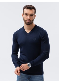 Sweter męski z haftem - granatowy V22 E191 ze sklepu ombre w kategorii Swetry męskie - zdjęcie 181230781
