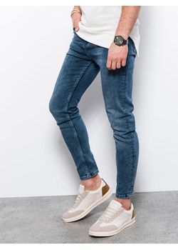 Spodnie męskie jeansowe SKINNY FIT - granatowe P1007 ze sklepu ombre w kategorii Jeansy męskie - zdjęcie 181230800
