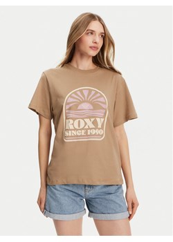Roxy T-Shirt ERJZT05912 Brązowy Regular Fit ze sklepu MODIVO w kategorii Bluzki damskie - zdjęcie 181233424