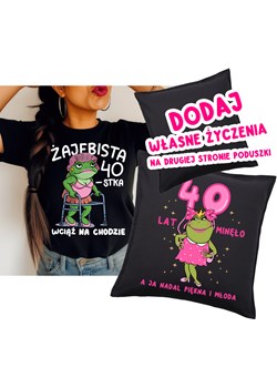 Zestaw prezentowy na 40 urodziny , koszulka na 40 oraz poduszka z życzeniami na drugiej stronie ze sklepu Time For Fashion w kategorii Bluzki damskie - zdjęcie 181235424
