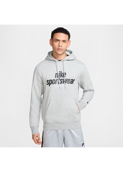 Męska dzianinowa bluza z kapturem Nike Club - Szary ze sklepu Nike poland w kategorii Bluzy męskie - zdjęcie 181235703