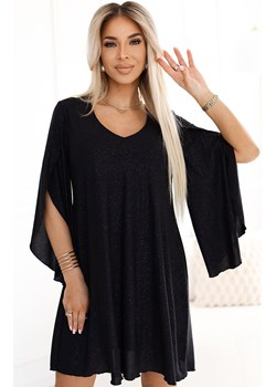 Trapezowa sukienka z rękawami typu motyl Livia 597, Kolor czarny, Rozmiar L/XL, Numoco ze sklepu Primodo w kategorii Sukienki - zdjęcie 181236284