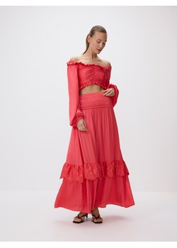 Reserved - Spódnica maxi z haftem - koralowy ze sklepu Reserved w kategorii Spódnice - zdjęcie 181237581
