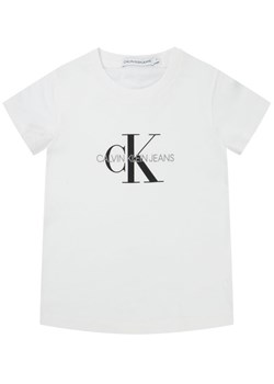 Calvin Klein Jeans T-Shirt Monogram Logo IU0IU00068 Biały Regular Fit ze sklepu MODIVO w kategorii Bluzki dziewczęce - zdjęcie 181238352
