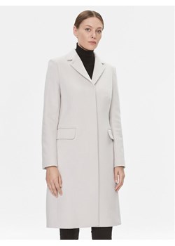 Calvin Klein Płaszcz wełniany Essential K20K206877 Écru Regular Fit ze sklepu MODIVO w kategorii Płaszcze damskie - zdjęcie 181238374