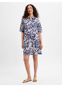 Marie Lund Damska sukienka lniana Kobiety len granatowy wzorzysty ze sklepu vangraaf w kategorii Sukienki - zdjęcie 181240010