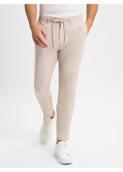 Finshley & Harding Męskie spodnie materiałowe z zawartością lnu - Riley Mężczyźni Bawełna beżowy marmurkowy ze sklepu vangraaf w kategorii Spodnie męskie - zdjęcie 181240112