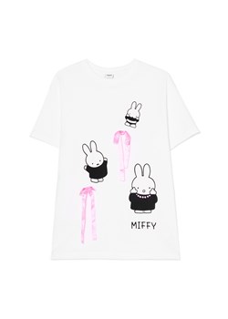 Cropp - T-shirt z wstążkami i nadrukami Miffy - biały ze sklepu Cropp w kategorii Bluzki damskie - zdjęcie 181242140
