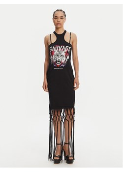 Versace Jeans Couture Sukienka codzienna Logo Fringes 78HAOE01 CJ02E Czarny Regular Fit ze sklepu MODIVO w kategorii Sukienki - zdjęcie 181244343