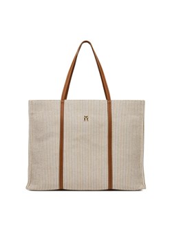 Torebka Tommy Hilfiger Th Premium Beach Le Tote AW0AW17418 Beżowy ze sklepu eobuwie.pl w kategorii Torby Shopper bag - zdjęcie 181252433