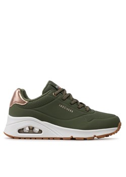 Sneakersy Skechers Uno Shimmer Away 155196/OLV Khaki ze sklepu eobuwie.pl w kategorii Buty sportowe damskie - zdjęcie 181257994