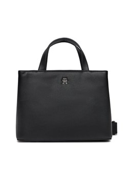 Torebka Tommy Hilfiger Th Essential Sc Satchel AW0AW15721 Czarny ze sklepu eobuwie.pl w kategorii Kuferki - zdjęcie 181258023
