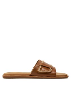 Klapki Clarks Maritime Mule 26176402 Brązowy ze sklepu eobuwie.pl w kategorii Klapki damskie - zdjęcie 181259201