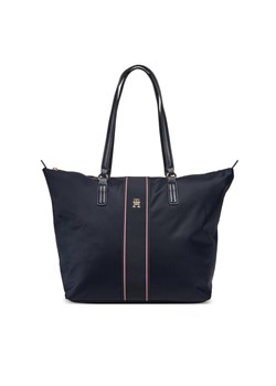 Torebka Tommy Hilfiger Poppy Tote Corp AW0AW17205 Granatowy ze sklepu eobuwie.pl w kategorii Torby Shopper bag - zdjęcie 181259514