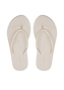 Japonki Calvin Klein Flatform Ff Deboss Logo Tpu HW0HW01977 Beżowy ze sklepu eobuwie.pl w kategorii Klapki damskie - zdjęcie 181259582