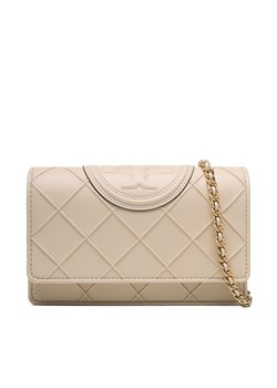 Torebka Tory Burch Fleming Soft Chain Wallet 138853 Beżowy ze sklepu eobuwie.pl w kategorii Kopertówki - zdjęcie 181259660