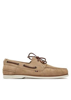 Półbuty Tommy Hilfiger Th Boat Shoe Core Suede FM0FM05387 Beżowy ze sklepu eobuwie.pl w kategorii Mokasyny męskie - zdjęcie 181261821