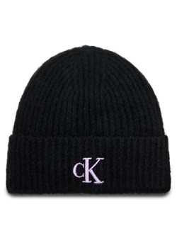 Czapka Calvin Klein Jeans Thick Embroidery Beanie K60K612321 Czarny ze sklepu eobuwie.pl w kategorii Czapki zimowe damskie - zdjęcie 181261952
