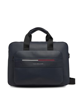 Torba na laptopa Tommy Hilfiger Th Foundation Computer Bag AM0AM13198 Granatowy ze sklepu eobuwie.pl w kategorii Torby na laptopa - zdjęcie 181265022