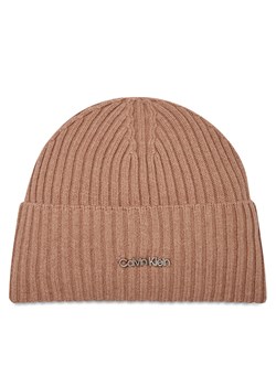 Czapka Calvin Klein Ck Must Logo Beanie K60K611401 Fioletowy ze sklepu eobuwie.pl w kategorii Czapki zimowe damskie - zdjęcie 181267153