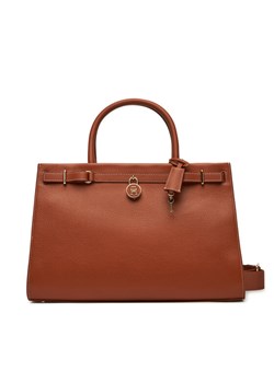 Torebka Tommy Hilfiger American Icon Tote Leather AW0AW17185 Brązowy ze sklepu eobuwie.pl w kategorii Kuferki - zdjęcie 181270323