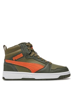 Sneakersy Puma Rebound V6 Mid Wtr Jr 394685 05 Khaki ze sklepu eobuwie.pl w kategorii Buty sportowe dziecięce - zdjęcie 181270492
