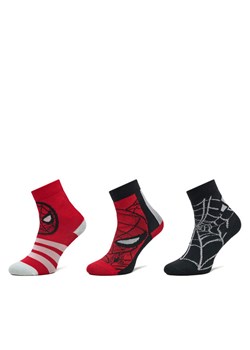 Zestaw 3 par wysokich skarpet dziecięcych adidas Marvel Spider-Man JG5787 Czerwony ze sklepu eobuwie.pl w kategorii Skarpetki dziecięce - zdjęcie 181273262