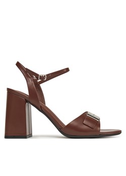 Sandały Calvin Klein Heel Sandal 85 W/Ck Hw - Lth HW0HW02485 Brązowy ze sklepu eobuwie.pl w kategorii Sandały damskie - zdjęcie 181277152