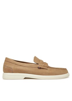 Mokasyny Tommy Hilfiger Nubuck P Loafer FM0FM05350 Beżowy ze sklepu eobuwie.pl w kategorii Mokasyny męskie - zdjęcie 181278441