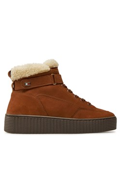 Botki Tommy Hilfiger Faux Fur Nubuck Low Lace-Up FW0FW08172 Brązowy - id: 0000304439124 - marki Tommy Hilfiger - 181280152 Botki Tommy Hilfiger Faux Fur Nubuck Low Lace-Up FW0FW08172 Brązowy ze sklepu eobuwie.pl w kategorii Botki - zdjęcie 181280152