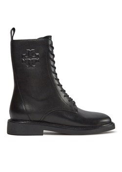 Botki Tory Burch Double T Combat Boot 154336 Czarny ze sklepu eobuwie.pl w kategorii Botki - zdjęcie 181282611
