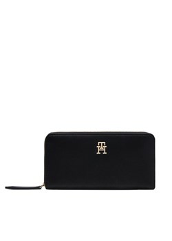 Duży Portfel Damski Tommy Hilfiger Th Logotape Lrg Za AW0AW17266 Czarny ze sklepu eobuwie.pl w kategorii Portfele damskie - zdjęcie 181286723