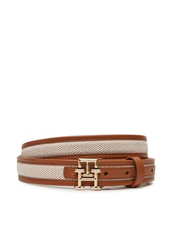 Pasek Damski Tommy Hilfiger Th Logo 2.5 Canvas AW0AW17249 Brązowy ze sklepu eobuwie.pl w kategorii Paski damskie - zdjęcie 181294753