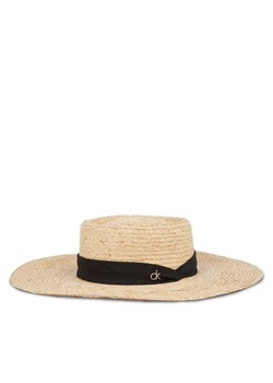 Kapelusz Calvin Klein Ck Metal Linen Band Straw Hat K60K612915 Beżowy ze sklepu eobuwie.pl w kategorii Kapelusze damskie - zdjęcie 181299433