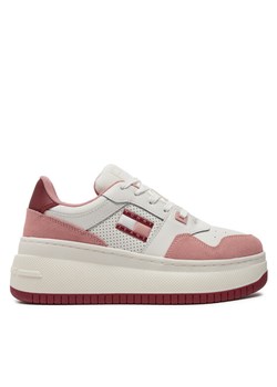 Sneakersy Tommy Jeans Retro Basket Flatform Mix EN0EN02654 Różowy ze sklepu eobuwie.pl w kategorii Buty sportowe damskie - zdjęcie 181301253