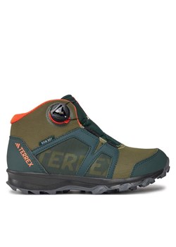 Trekkingi adidas Terrex Boa Mid Rain.Rdy IF7509 Zielony ze sklepu eobuwie.pl w kategorii Buty trekkingowe dziecięce - zdjęcie 181301610