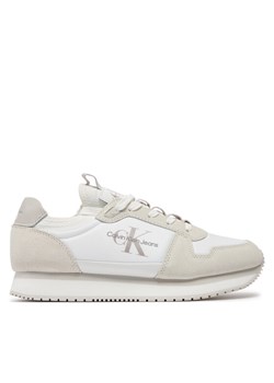 Sneakersy Calvin Klein Jeans Runner Sock Lace Up YM0YM00553 Biały ze sklepu eobuwie.pl w kategorii Buty sportowe męskie - zdjęcie 181302592