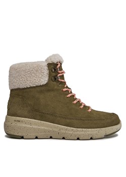 Botki Skechers Glacial Ultra Woodsy 144175/OLV Khaki ze sklepu eobuwie.pl w kategorii Workery damskie - zdjęcie 181307801