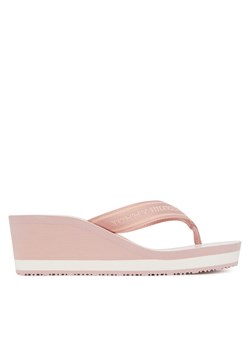 Japonki Tommy Hilfiger Th Stripes Wedge Beach Sandal FW0FW08521 Różowy ze sklepu eobuwie.pl w kategorii Klapki damskie - zdjęcie 181308700