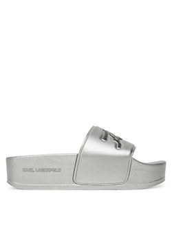 Klapki KARL LAGERFELD Kondo Maxi KL80872 Srebrny ze sklepu eobuwie.pl w kategorii Klapki damskie - zdjęcie 181310380