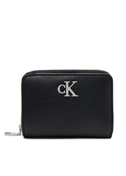 Mały Portfel Damski Calvin Klein Jeans Mnml Mngrm Md Flp Zp LV04K1009G Czarny ze sklepu eobuwie.pl w kategorii Portfele damskie - zdjęcie 181311060