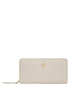 Duży Portfel Damski Tommy Hilfiger Th Logotape Lrg Za AW0AW17266 Écru ze sklepu eobuwie.pl w kategorii Portfele damskie - zdjęcie 181314781