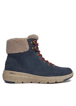 Trapery Skechers Glacial Ultra Woodsy 144175/NVY Niebieski ze sklepu eobuwie.pl w kategorii Workery damskie - zdjęcie 181315424