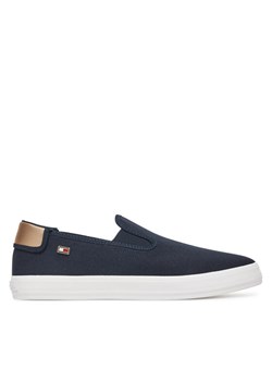 Tenisówki Tommy Hilfiger Vulc Canvas Slip-On Sneaker FW0FW08645 Granatowy ze sklepu eobuwie.pl w kategorii Trampki damskie - zdjęcie 181318424