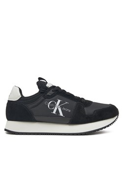 Sneakersy Calvin Klein Jeans Runner Sock Laceup Ny-Lth W YW0YW00840 Czarny ze sklepu eobuwie.pl w kategorii Buty sportowe damskie - zdjęcie 181319480