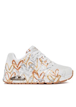 Sneakersy Skechers Uno Metallic Love 155523/WTGD Biały ze sklepu eobuwie.pl w kategorii Buty sportowe damskie - zdjęcie 181320803