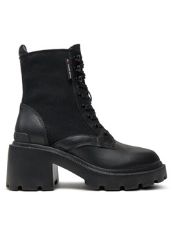 Botki Tommy Jeans Tjw Mid Heel Boot Mix Media EN0EN02556 Czarny ze sklepu eobuwie.pl w kategorii Botki - zdjęcie 181321353