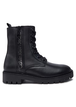Botki Calvin Klein Jeans Combat Mid Laceup Zip Wn YW0YW01035 Czarny ze sklepu eobuwie.pl w kategorii Botki - zdjęcie 181322201