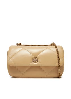 Torebka Tory Burch Kira Diamond Quilt Pave Mini Flap Bag 161913 Beżowy ze sklepu eobuwie.pl w kategorii Kopertówki - zdjęcie 181322352