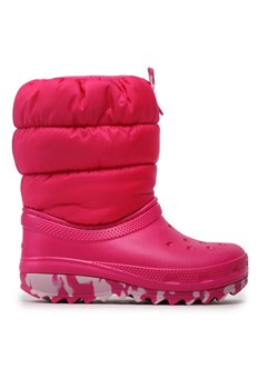 Śniegowce Crocs Classic Neo Puff Boot K 207684 Różowy ze sklepu eobuwie.pl w kategorii Buty zimowe dziecięce - zdjęcie 181323131